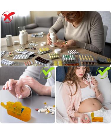 Weekly Pill Organizer Travel - Double-Sided Portable 2/3/4 Times a Day - 2 PC Orange - Ideal for Supplements Fish Oils Medication & Vitamins - Buy Online on GoSupps.com