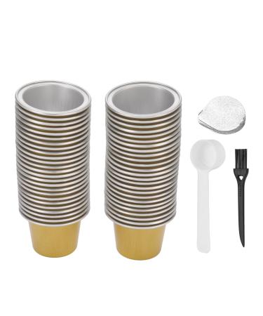 Hiraith Hiraith 15ml Coffee Capsules with Aluminum Lids Heat Resistant Tight Seal Freshness Preservation Spoon and Brush for Single Use Ideal for the Process (Gold)