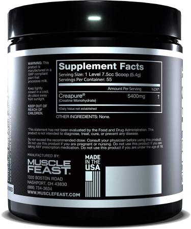 Muscle Feast Creapure Creatine Monohydrate Powder - Unflavored  55 Servings for Maximum Strength - Buy Online on GoSupps.com