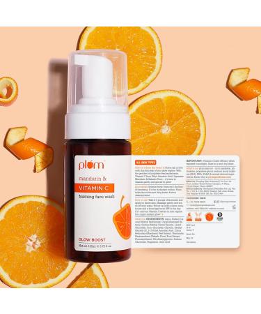 Plum Vitamin C Face Wash with Mandarin - Brightening & Hydrating Natural Cleanser for All Skin Types - 3.7 Fl OZ - Buy Online on GoSupps.com