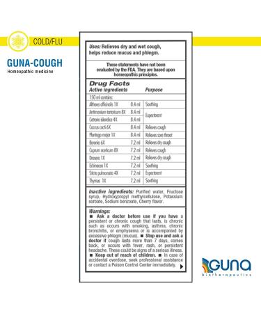 GUNA Cough Homeopathic Natural Medicine for Adults & Children - 5.07 Ounces Syrup - Buy Online on GoSupps.com