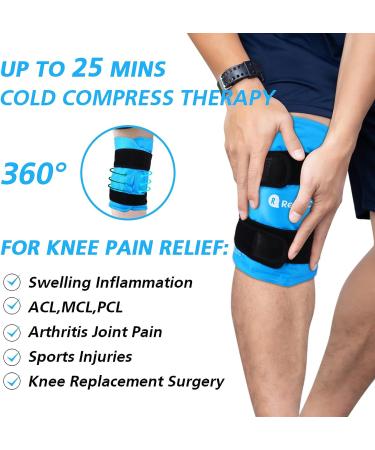 RelaxCoo XXL Knee Ice Pack - Reusable Gel Wrap for Knee Pain Relief & Swelling - Ideal for Knee Surgery & Sports Injuries - Blue - Buy Online on GoSupps.com