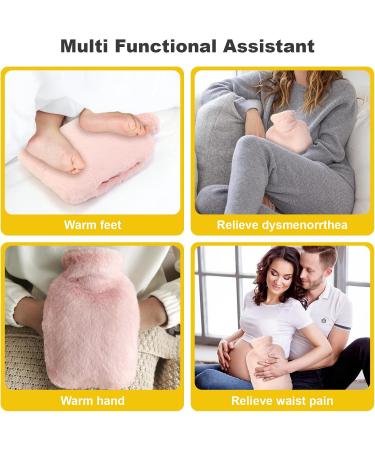 Ovooker Hot Water Bottle with Cuddly Pocket | Soft Fur Cover & Leak-Proof 2L Heat Bottle for Pain Relief | Hand Warmer for Kids & Adults (Pink) - Buy Online on GoSupps.com