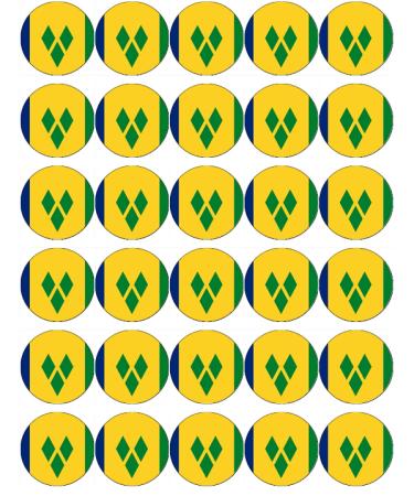 30 Saint Vincent and the Grenadines Flags Cupcake Toppers Edible Wafer Paper Fairy Cake Toppers Birthday Cake Decorations