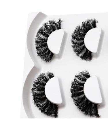 Losha Lashes Wavy and Fluffy False Eyelashes 4 Pairs | Waved Wispy Faux Mink Lashes for Dramatic Look | Thick Exaggerated Fake Eye Lashes - MS07-B Wavy Lashes-01 - Buy Online on GoSupps.com