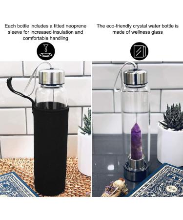 Tyuodna Water Healing Stones Bottle - Crystal Infusion Drinking Bottle with Amethyst - Leak-Proof Quartz Glass for Gemstone Therapy & Natural Healing - Buy Online on GoSupps.com