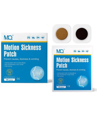 MQ 14ct Motion Sickness Patch for Car and Boat Rides, Cruise and Airplane Trips - Relieves Nausea, Dizziness & Vomiting from Seasickness, Fast Acting and No Side Effects