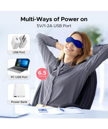 Ezona Heated Eye Mask - USB Electric Warm Compress for Dry Eyes Blepharitis & Sinus Relief - Temperature & Timer Control - Indigo - Buy Online on GoSupps.com