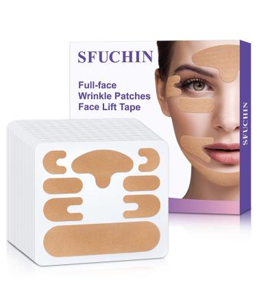 Face Patches - Face Tape - SFUCHIN 160 Multifunctional Pre Cut High Elastic Kinesiology Full Face Tape for Wrinkles - V Line Lfting Tape - Forehead Frown Eye Lip Chin Facial Kit