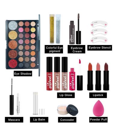 PHOEBE Makeup Set for Women | All-in-One Multi-Purpose Makeup Kit with Eyeshadow Lip Gloss Brushes & More | International Shipping Available - Buy Online on GoSupps.com