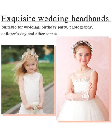 Wedding Flower Girl Headband Set - Rhinestone & Faux Pearl Hair Piece for Bride - Silver Bridal Accessories for Girls - Ideal for Wedding, Communion, Prom - Buy Online on GoSupps.com