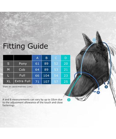 Harrison Howard Caremaster Pro Luminous Horse Fly Mask - Large Eye Space Long Nose with Ears UV Protection | Warmblut Marine (L) - International Shipping Available - Buy Online on GoSupps.com
