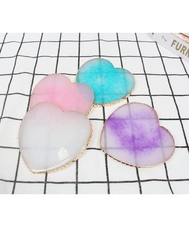 Tinsow 4 Pcs Resin Stone Nail Art Palette | Golden Edge Pigment Mixing Plate | Manicure Nail DIY Tool - Heart Design - Buy Online on GoSupps.com