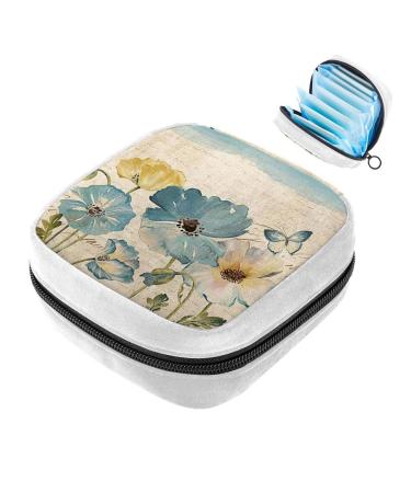 GIAPB Sanitary Napkin Storage Bag Period Bag Tampon Bag Makeup Bag Pad Pouch Plant Flower Color3387