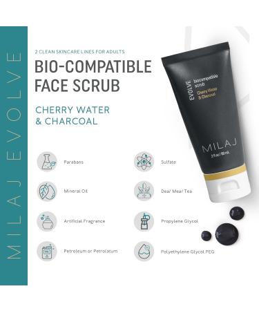 MILAJ Evolve Biocompatible Face Scrub - Charcoal & Cherry Water Exfoliator | Cleanse Pores & Even Skin Tone | 2fl oz | International Shipping Available - Buy Online on GoSupps.com