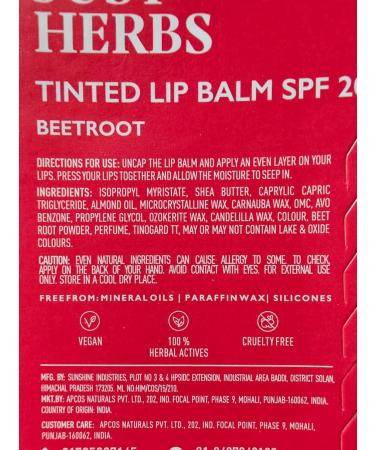 Buy Tinted Lip Balm with SPF 20+ for Dark Lips - 100% Vegan Hydrating & Nourishing for Men and Women - Buy Online on GoSupps.com