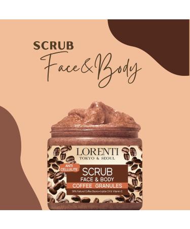 Granulated Natural Coffee Scrub for Face & Body - Anti-Aging Anti-Cellulite Exfoliant with Jojoba Oil & Vitamin E - Buy Online on GoSupps.com