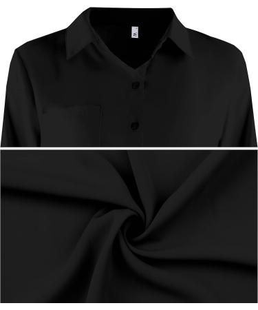 Nonsar Women's Elegant V-Neck Blouse | Long-Sleeved Casual Work Tops | XL Black Monochrome Shirt - Buy Online on GoSupps.com