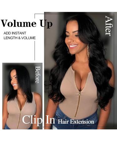 Lativ Clip in Hair Extensions - 4PCS Black Long Wavy Curly Hairpiece for Women - 20 Inches - Buy Online on GoSupps.com