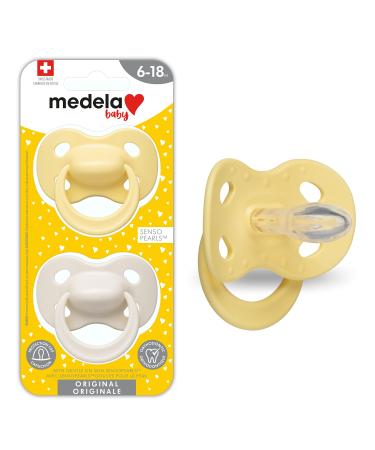 Medela Baby Pacifier | 6-18 Months | BPA-Free | Lightweight & Orthodontic | 2-Pack | Pastel Sunflower and Neutral