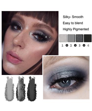 Afflano Smoky Grey Eyeshadow Palette - Highly Pigmented Black, White, Glitter, Silver Gray Eyeshadows for Smokey Eyes, Emo Goth Halloween Makeup, Multichrome Purple, Nude, Brown Matte Shimmer - Eye Shadow Palette - Buy Online on GoSupps.com
