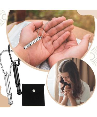 Shop Omlalayi 5-Part Stress Relief Set - Stainless Steel Breathing Necklace & Anxiety Rings for Mindfulness - Buy Online on GoSupps.com