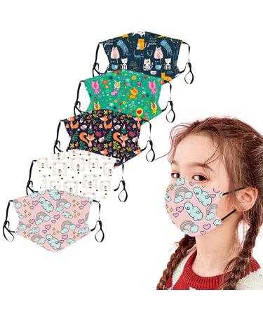 5PC Kids Face_Mask Washable Colorful Printed Cotton Cloth_Masks for Kids Boys Girls Reuseable Childrens_Masks Face Protection