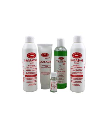 Mosadal Happy Feet Cosmetic Hand and Foot Care Set 5 in 1 professional corneal removal!1x nail care oil 10 ml 2x lotion 250ml 1x hydraulic urea creme 100ml and 1x foot bath 250ml
