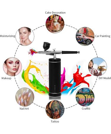 Titoe Cordless Airbrush Kit with Compressor - Portable Air Brush Gun Set for Model, Nail, Tattoo, Cake Decorating in Gray with Power Display - Buy Online on GoSupps.com