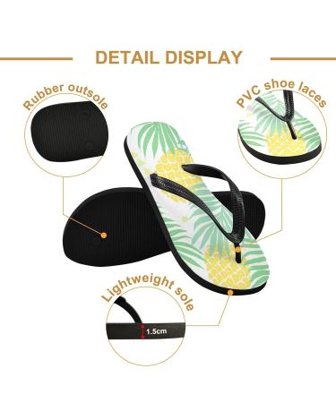 Mnsruu Yellow Palm Leaves Pineapple Flip Flops for Women & Men | Perfect for Home Hotel Spa & Travel - Buy Online on GoSupps.com