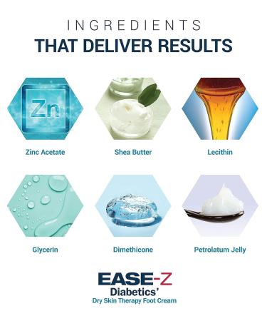 Ease-Z Diabetic Foot Cream - Repairs Dry, Itchy, Cracked Feet with Zinc & Shea Butter - Soothes Pain and Burning - Long-Lasting Relief - 4.4 oz - Buy Online on GoSupps.com