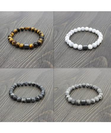 5 Anti-Fear Smoking Cessation Bracelets - Magnetic Therapy Chakra Bracelet for Men & Women - 8mm Natural Stone Halbedelstein Pearl Gift - Buy Online on GoSupps.com