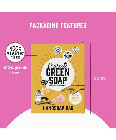  Marcel's Green Soap Marcel's Green Soap - Vanilla & Cherry Blossom Hand Soap Stick - Hand Soap - 100% Eco Friendly - 100% Vegan - 97% Biodegradable - Pack of 6 - - Buy Online on GoSupps.com