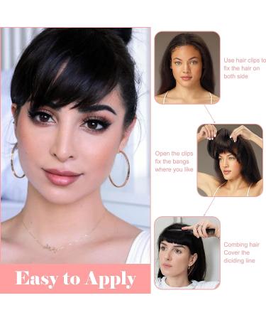 Leterly Bangs Hair Clip Extension - Thick Neat Straight Fringe for Women, Dark Black Color - Buy Online on GoSupps.com