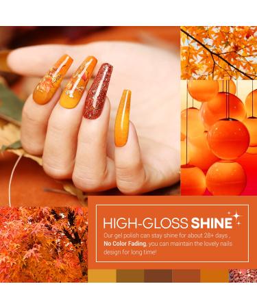 Modelones 20 Colors Gel Nail Polish Kit - Fall Winter Collection | Gold, Orange, Yellow, Brown Shades | Bond Primer, Glossy & Matte Top Coat | DIY Nail Art | Halloween Gift Set - 24 PCs - Buy Online on GoSupps.com