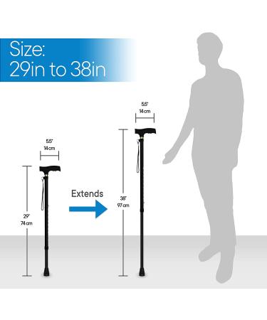 RMS Adjustable Offset Walking Cane - Lightweight Aluminum Stick with Ergonomic Handle and Wrist Strap - Daily Living Aid for Limited Mobility (Black) - Buy Online on GoSupps.com