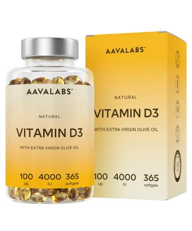 Vitamine D3 4000 UI - Vitamine D avec Huile d Olive Extra Vierge pour Absorption Optimale - Vitamines sans OGM sans Gluten et Lactose pour les Fonctions Osseuse Musculaire Immunitaire - 365 G lules