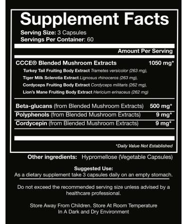 ORIVEDA CCCE HomeoStasis Formula (Blended Mushroom extracts) - 180 v-Capsules (Covers 2 Months) - Buy Online on GoSupps.com