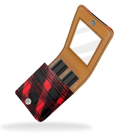 Travel Lipstick Organizer Case Portable Makeup Bag with Mirror | Classic Red Plaid M755f1fbpa Shop Internationally - Buy Online on GoSupps.com