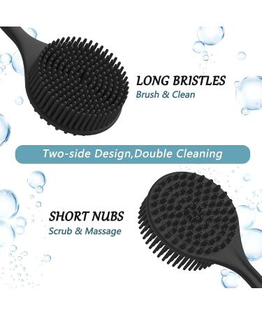 15'' Long Handle Silicone Body Scrubber for Skin Exfoliation - Shower Brush for Gentle Cleansing and Massaging - Buy Online on GoSupps.com