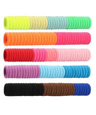 SYGY 200PCS Baby Hair Ties for Girls, Cotton Toddler Hair Ties, Small Hair Ties Seamless Hair Bands, Elastic Cute Hair Accessories, Multicolor Ponytail Holder for Infants Kids Bright color