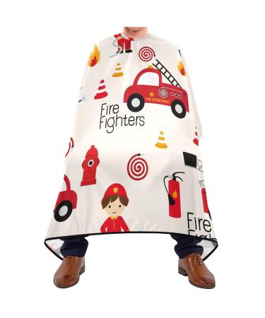 Cartoon Cute Firefighters Fireman Salon Cape 55x65 Inch Snap Closure Hair Cutting Apron Professional Barber Cutting Hair