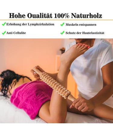 Premium 2-Piece Wooden Massage Roller Set - Anti-Cellulite Deep Tissue Massager for Neck Legs & Back - Maderotherapy Tool - Buy Online on GoSupps.com
