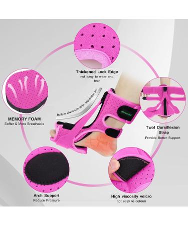 Plantar Fasciitis Night Splint | Heel Pain Relief for Men & Women | Arch Support Brace for Achilles Tendonitis & Foot Drop - Pink - Buy Online on GoSupps.com