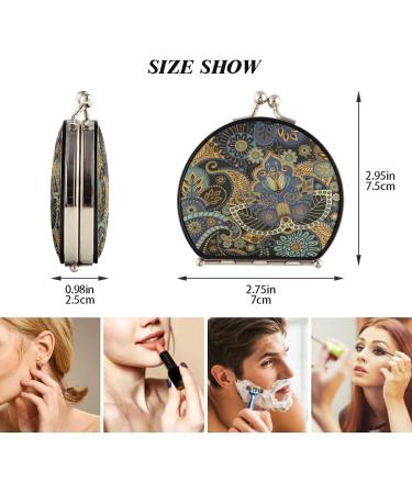 Vnurnrn Antique Art Makeup Mirror - Portable Foldable Compact Handbag Pocket Mirror for Travel - Buy Online on GoSupps.com