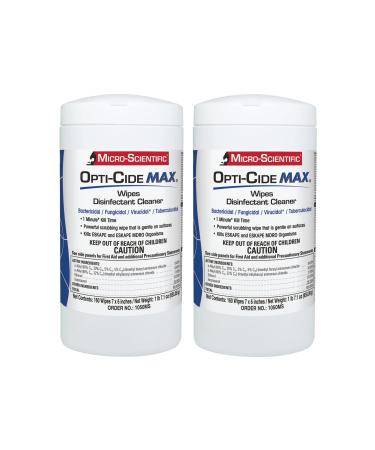 Micro-Scientific Opti-Cide Max Disinfecting Wipes (2 Pack) - 320 Wipes - Hospital Grade EPA Registered Disinfectant Cleaner