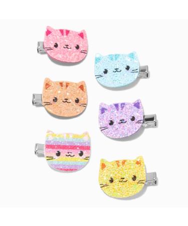 Claire's Club Glitter Cat Hair Clips, Intended for Little Girls Ages 3 to 6-6 Pack
