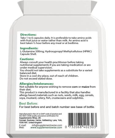 L-Glutamine Capsules 500mg - Muscle Strength & Recovery Amino Acid Supplement for Gut Health - Sugar & Alcohol Craving Relief - 90 Count - Buy Online on GoSupps.com