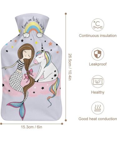 Unicorn & Mermaid Hot Water Bottle with Lid - Rubber Pain Relief Bag for Cramps Foot Warmer Therapy - Buy Online on GoSupps.com