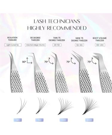 LANKIZ Lash Tweezers Set 5-Pack High Precision Stainless Steel Eyelash Extension Tweezers for Volume Isolation & Classic Lashes - Professional Silver Tweezers - Buy Online on GoSupps.com